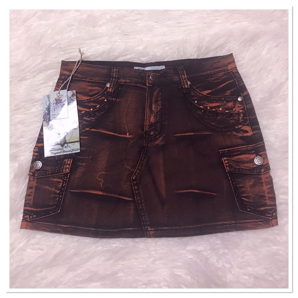 🎉HP🎉COFFEE COLOR GRUNGE MINI SKIRT - Picture 4 of 5
